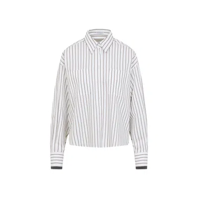 BRUNELLO CUCINELLI BRUNELLO CUCINELLI STRIPED COTTON SHIRT WOMEN