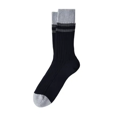 BRUNELLO CUCINELLI BRUNELLO CUCINELLI STRIPED RIBBED-KNIT ANKLE SOCKS