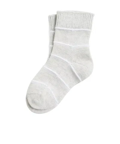 Brunello Cucinelli Striped Cotton Socks In Gray