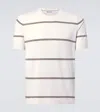 Brunello Cucinelli Short-sleeved Crew Neck T-shirt With Contrasting Stripes In Multi
