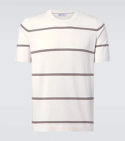 Brunello Cucinelli Striped Cotton T-shirt In White