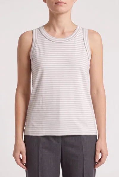 Brunello Cucinelli Striped Cotton Tank Top In Metallic
