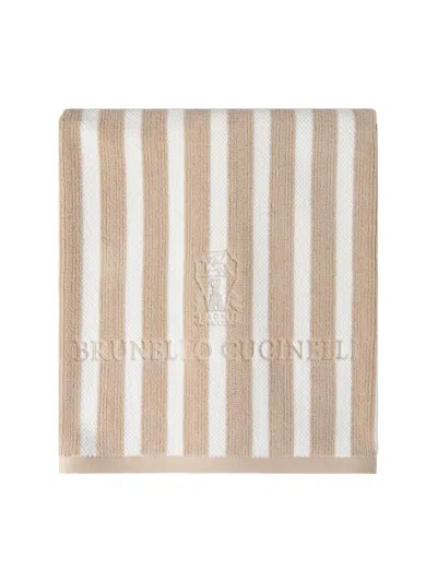 Brunello Cucinelli Striped Cotton Terrycloth Beach Towel In Sand