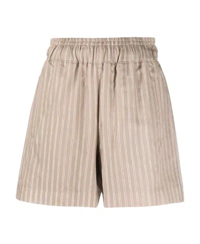 Brunello Cucinelli Striped Cotton-blend Shorts In Animal Print