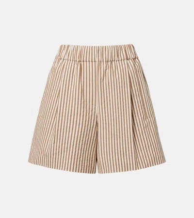 Brunello Cucinelli Striped Cotton-blend Shorts In Sand