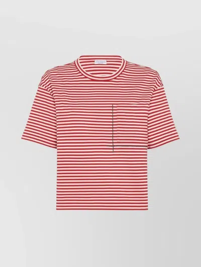 BRUNELLO CUCINELLI STRIPED CREW NECK POCKET T-SHIRT