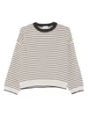 Brunello Cucinelli Ivory Crewneck Striped Sweater In Neutral
