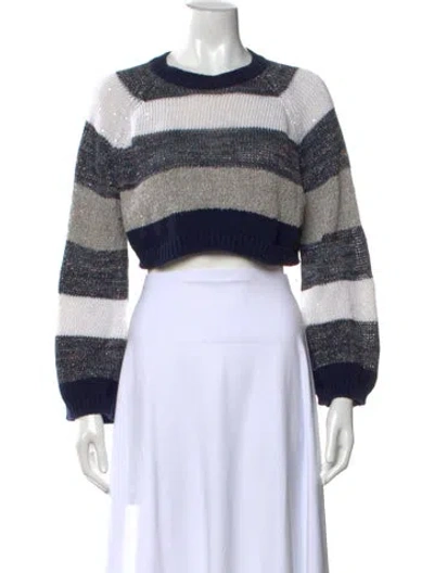 Pre-owned Brunello Cucinelli Striped Crew Neck Sweater