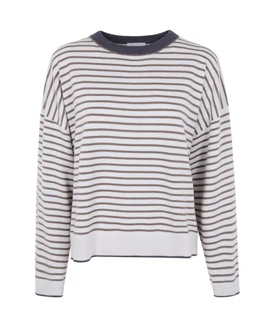 BRUNELLO CUCINELLI STRIPED CREW-NECK SWEATER