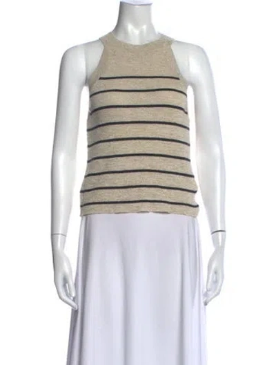 Pre-owned Brunello Cucinelli Striped Crew Neck Sweater In Gray