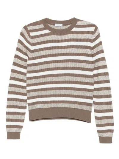 Brunello Cucinelli Striped Crew-neck Sweater In Multi