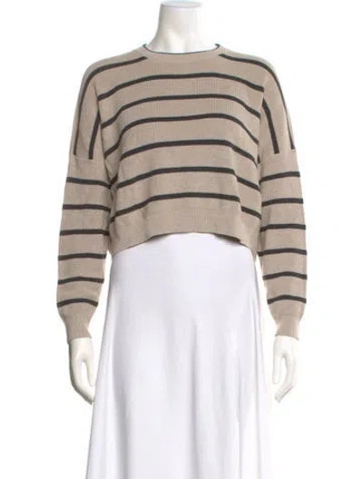 Pre-owned Brunello Cucinelli Striped Crew Neck Sweater In Neutral