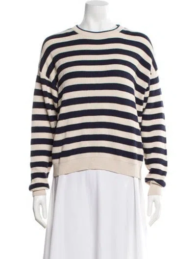 Pre-owned Brunello Cucinelli Striped Crew Neck Sweater In Neutral