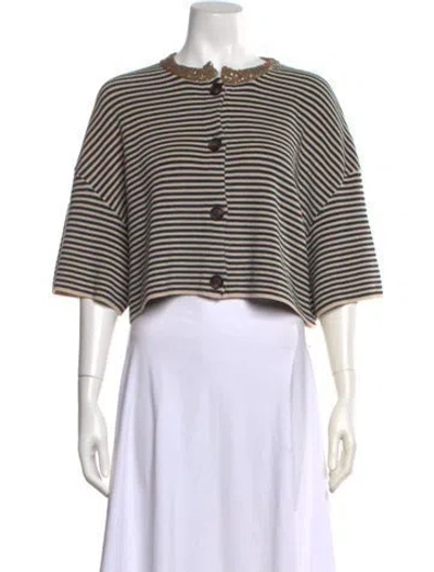 Pre-owned Brunello Cucinelli Striped Crew Neck Sweater W/ Tags In Blue