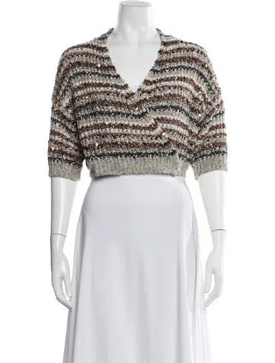 Pre-owned Brunello Cucinelli Striped Crew Neck Sweater W/ Tags In Multi