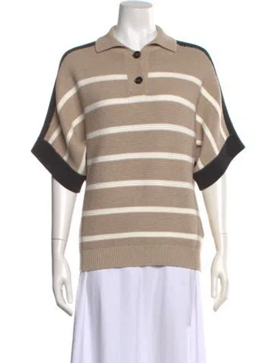 Pre-owned Brunello Cucinelli Striped Crew Neck Sweater W/ Tags In Neutral