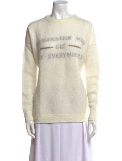 Pre-owned Brunello Cucinelli Striped Crew Neck Sweater In White