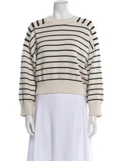 Pre-owned Brunello Cucinelli Striped Crew Neck Sweater In White
