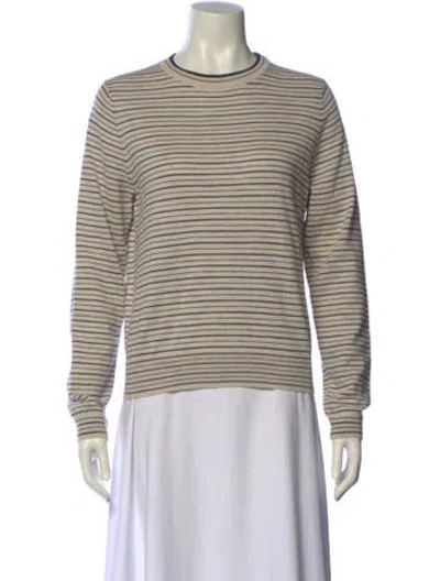 Pre-owned Brunello Cucinelli Striped Crew Neck Sweatshirt W/ Tags In Neutral