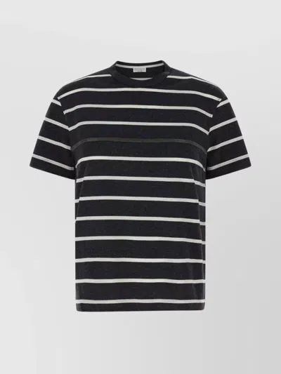 BRUNELLO CUCINELLI STRIPED CREW NECK T-SHIRT