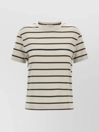 BRUNELLO CUCINELLI STRIPED CREW NECK T-SHIRT