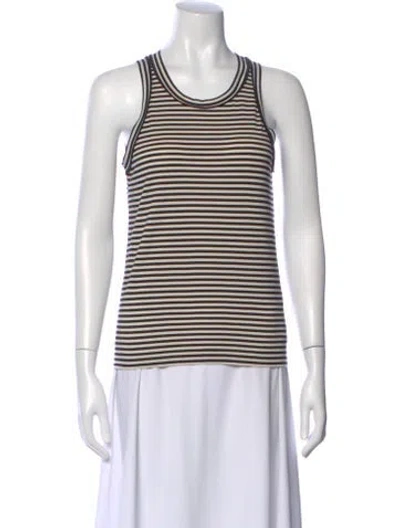 Pre-owned Brunello Cucinelli Striped Crew Neck Top In Brown