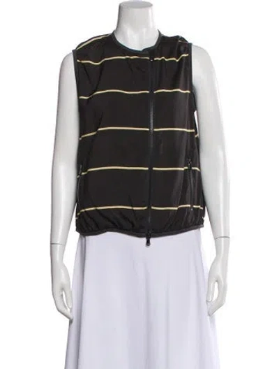 Pre-owned Brunello Cucinelli Striped Crew Neck Top In Gray