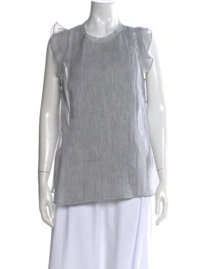 Pre-owned Brunello Cucinelli Striped Crew Neck Top In Gray