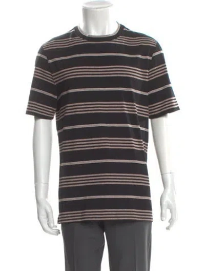 Pre-owned Brunello Cucinelli Striped Crew Neck T-shirt In Black