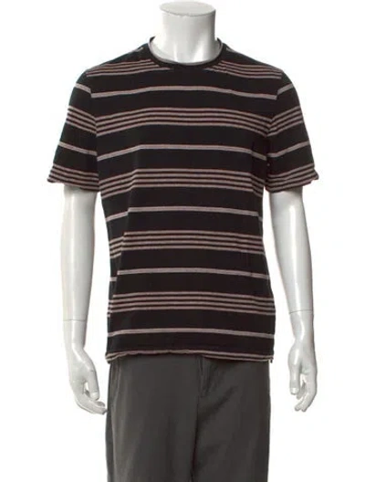 Pre-owned Brunello Cucinelli Striped Crew Neck T-shirt In Black