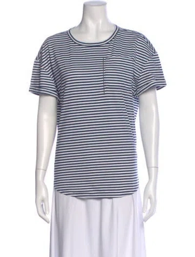 Pre-owned Brunello Cucinelli Striped Crew Neck T-shirt In Blue