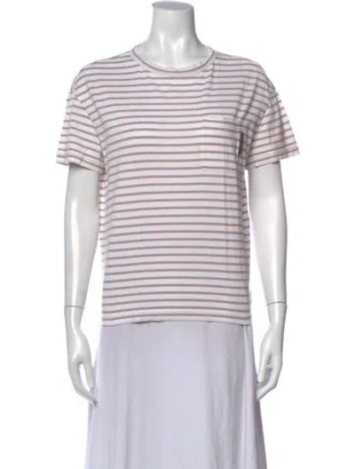 Pre-owned Brunello Cucinelli Striped Crew Neck T-shirt In Neutral