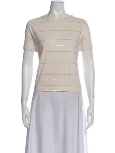 Pre-owned Brunello Cucinelli Striped Crew Neck T-shirt In Neutral