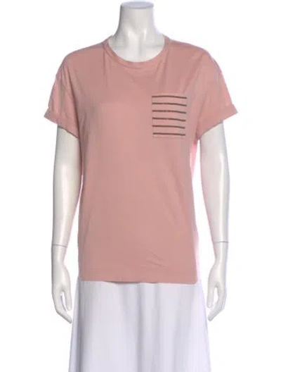 Pre-owned Brunello Cucinelli Striped Crew Neck T-shirt In Pink