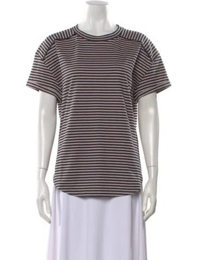 Pre-owned Brunello Cucinelli Striped Crew Neck T-shirt W/ Tags In Black
