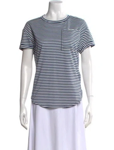Pre-owned Brunello Cucinelli Striped Crew Neck T-shirt W/ Tags In Blue