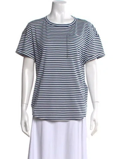 Pre-owned Brunello Cucinelli Striped Crew Neck T-shirt W/ Tags In Blue