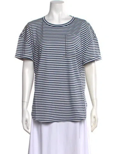 Pre-owned Brunello Cucinelli Striped Crew Neck T-shirt W/ Tags In Blue