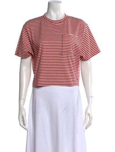 Pre-owned Brunello Cucinelli Striped Crew Neck T-shirt W/ Tags In Red