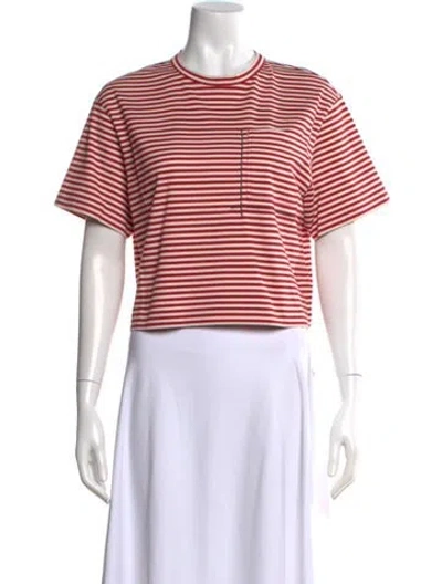 Pre-owned Brunello Cucinelli Striped Crew Neck T-shirt W/ Tags In Red
