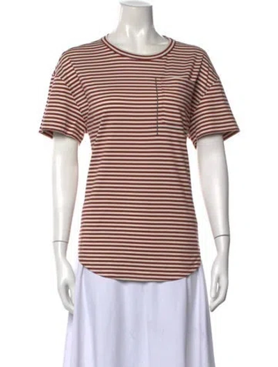 Pre-owned Brunello Cucinelli Striped Crew Neck T-shirt W/ Tags In Red