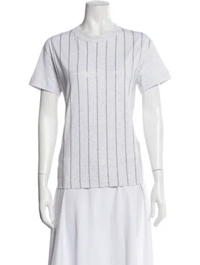 Pre-owned Brunello Cucinelli Striped Crew Neck T-shirt W/ Tags In White