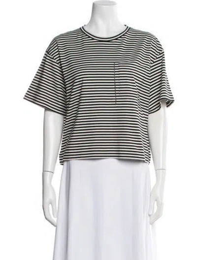 Pre-owned Brunello Cucinelli Striped Crew Neck T-shirt W/ Tags In White
