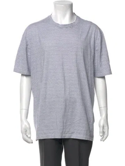 Pre-owned Brunello Cucinelli Striped Crew Neck T-shirt In White