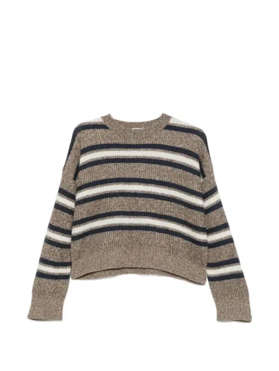 Brunello Cucinelli Striped Crew-neck Sweater In Multi