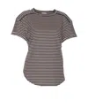 Brunello Cucinelli Striped Cotton T-shirt In Neutrals/blue