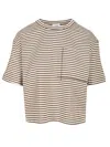 Brunello Cucinelli Striped Jersey Shiny Pocket Detail Crop T-shirt In Multicolor