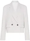Brunello Cucinelli Striped Cropped Blazer In White