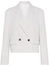 Brunello Cucinelli Striped Cropped Blazer In White
