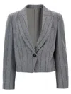 Brunello Cucinelli Grey Single-breasted Jacket With Peak Revers In Wool Blend Woman In Grey